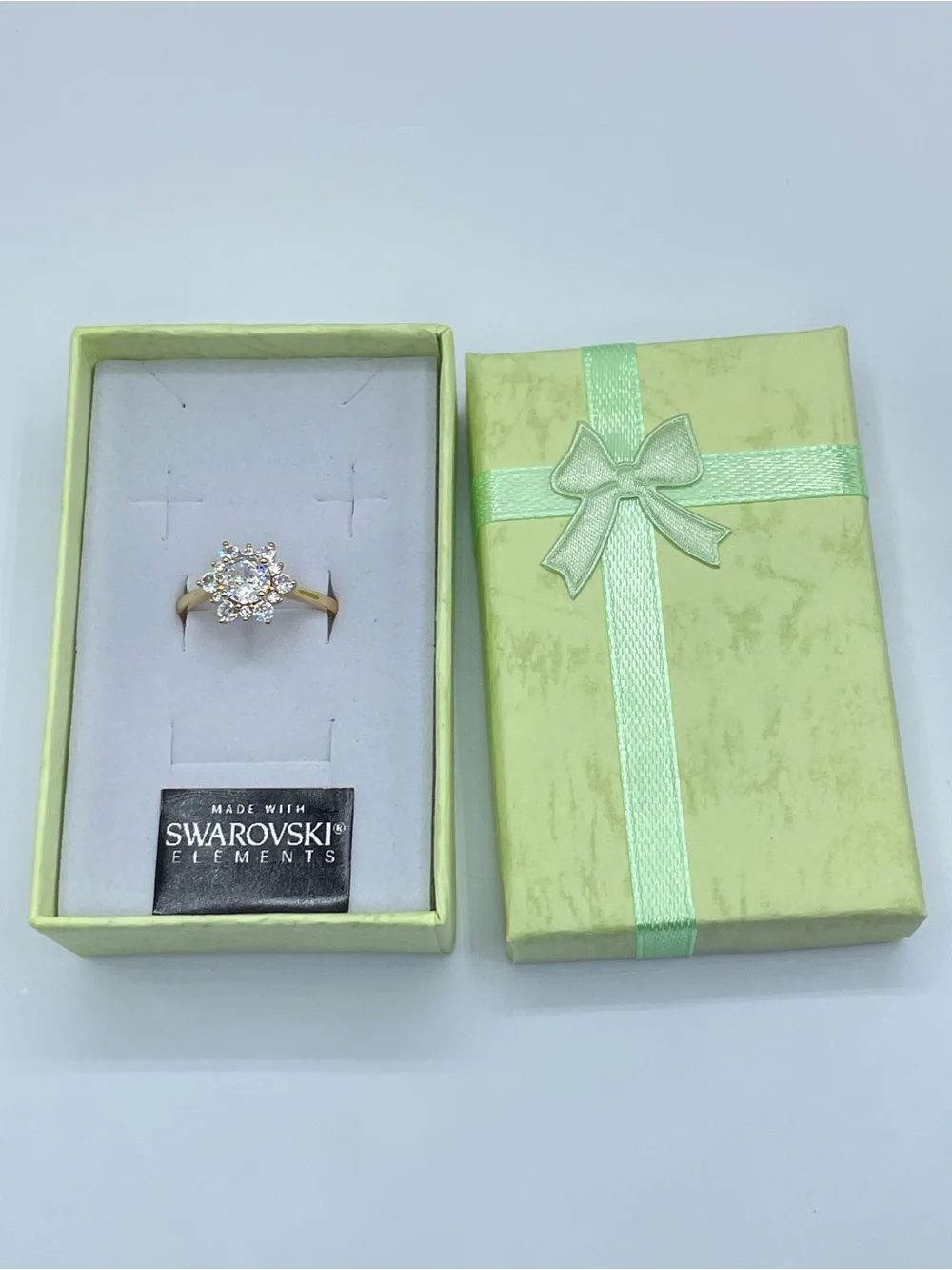 Swarovski Crystal Elements White Swarovski Elements Floral Halo Ring Size 8